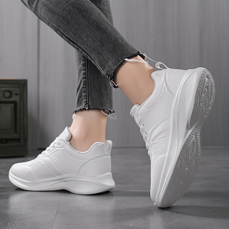 Women's Lace-up Athletic Sneakers - Letter Pattern, Waterproof, Non-slip