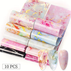 Marble Pattern Nail Foil Transfer Stickers - Nail Art Supplies