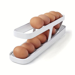 1pc Double Layer Rolling Egg Dispenser Refrigerator Storage Box