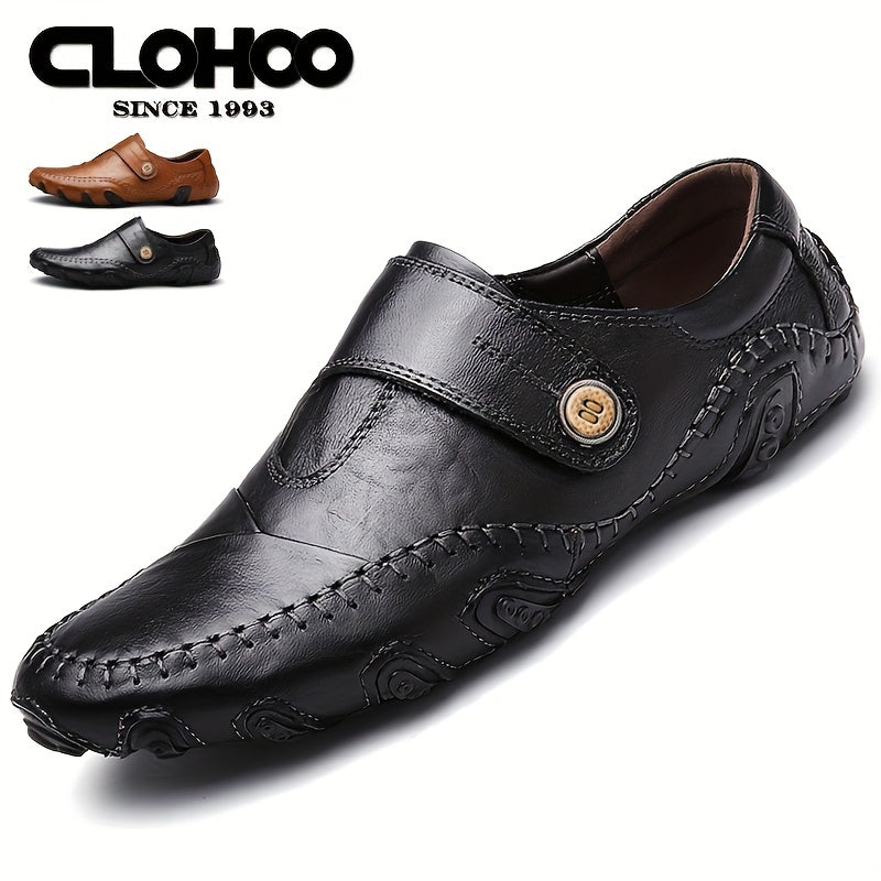 CLOHOO Retro Loafers Slip On Sneakers Light Brown