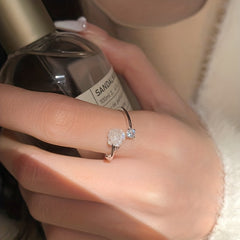 Camellia Flower Open Ring Adjustable Finger Jewelry