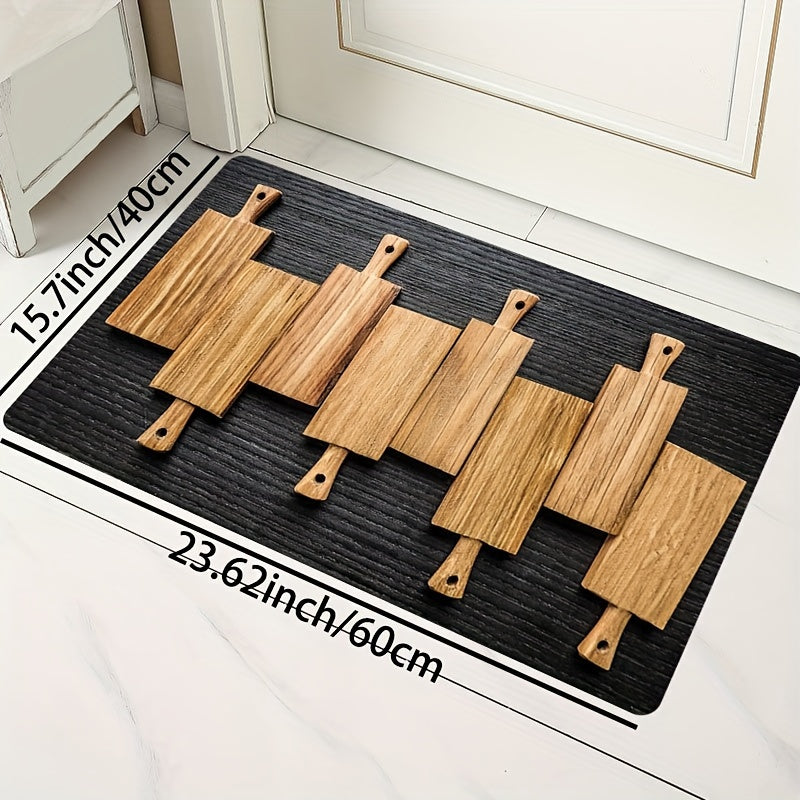 Wood Plank Pattern Rug Kitchen Print Floor Mat Washable Rectangular Carpet