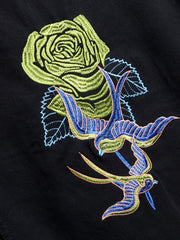 Men's Denim Jackets with Embroidered Roses