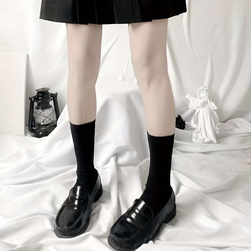 2 Pairs Comfy Solid Socks Women's Stockings