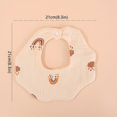 2pcs Set Baby Bibs 6 Layers Cotton Petal Bibs Infants Print Crepe Bibs