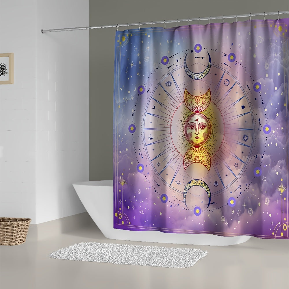 Tarot Moon Shower Curtain Set with 12 Hooks