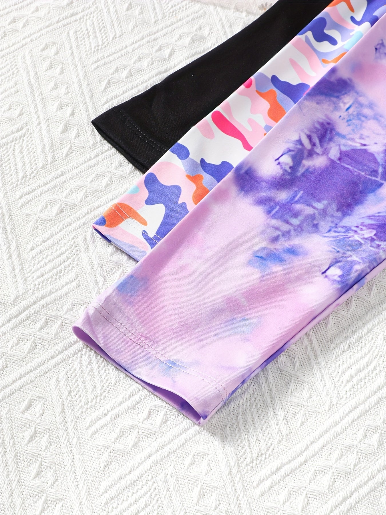 5pcs Girls' Camo Tie Dye Slim Fit Legging Pants Set