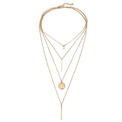 Layered Star Round Pendant Necklace For Women