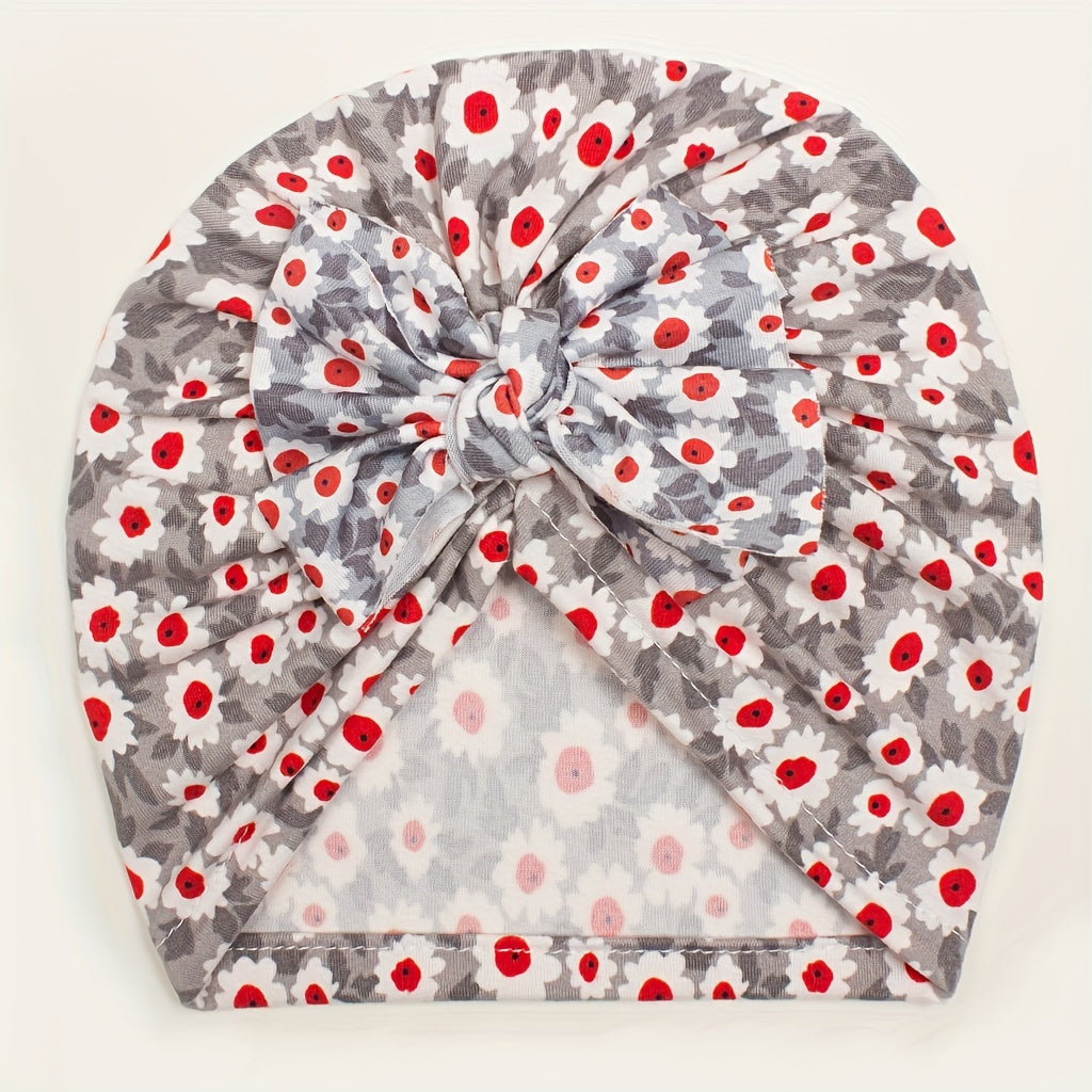 Autumn Printed Bow Baby Hat 0-3 Years Old