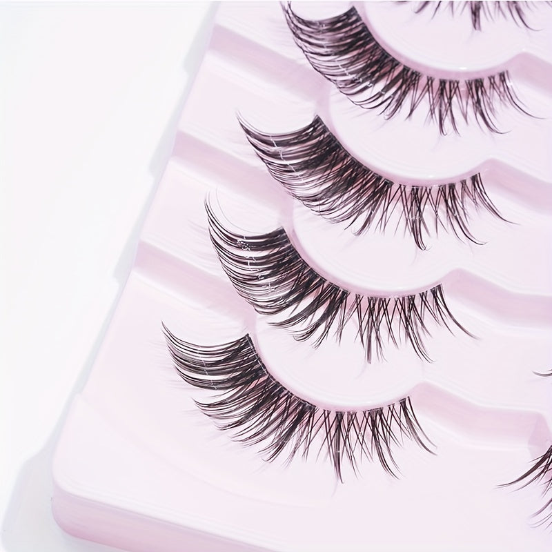 7 Pairs Full False Lashes 6-15mm Wispy Clear Band Natural Long Volumized