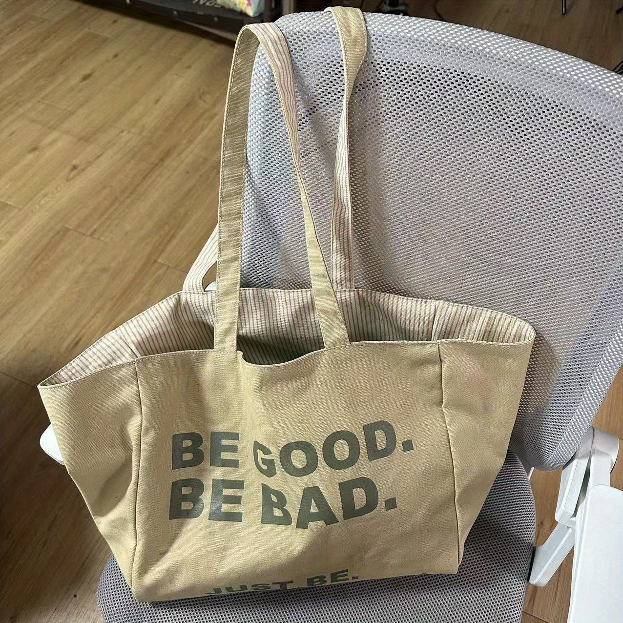Letter Print Shoulder Bag Canvas Large Capacity Organizer