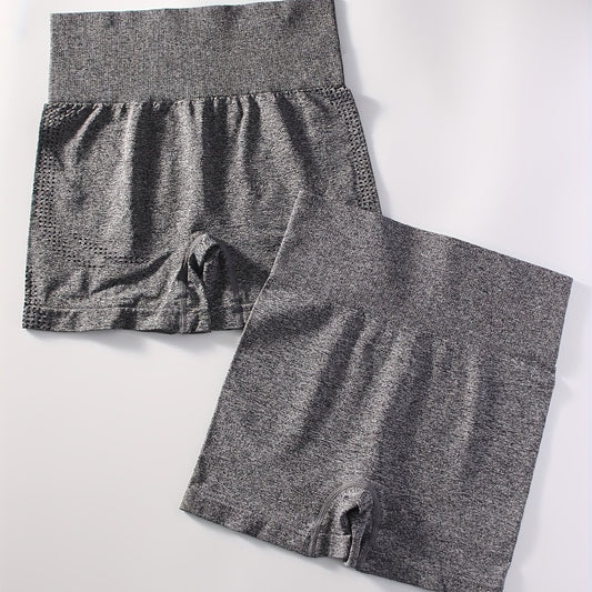 2pcs Solid Sports Shorts Stretchy Sexy Summer Fitness Workout Yoga Shorts