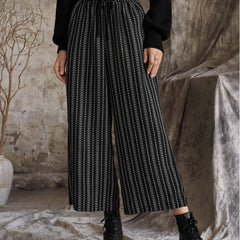  Women's Stripe & Dot Print Wide Leg Trousers
