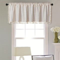 Coffee Tassel Lace Curtain with Rod Pocket for Home Decor
