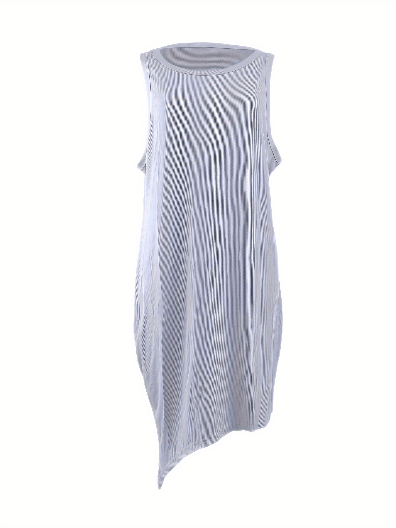  Ribbed Tank Dress Slim Fit Round Neck