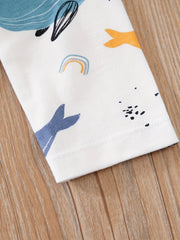 Whale Print Cardigan Baby Bodysuit Newborn Onesie
