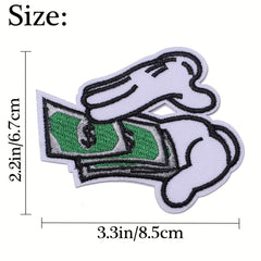 5pcs Money Patches Iron On Sew On Embroidered Applique Repair Patch DIY Crafts