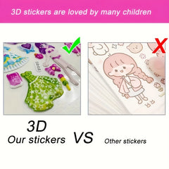 12pcs Fruit And Vegetable 3D Bubble Stickers DIY Toys For Boys And Girls