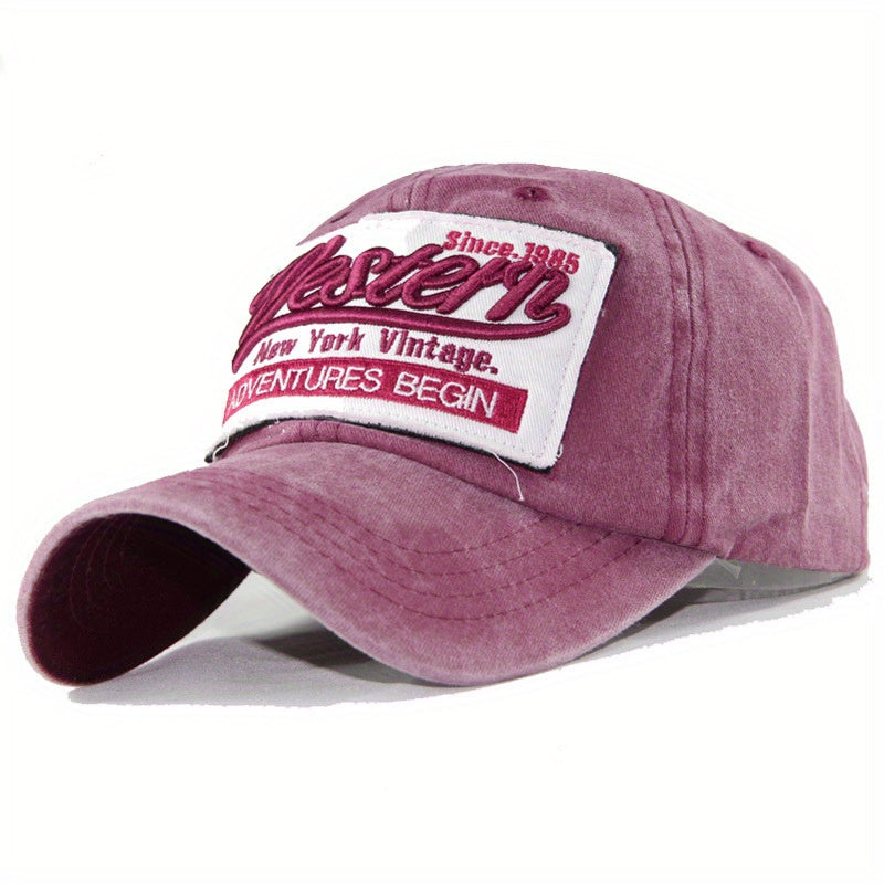 Western Embroidery Baseball Cap Distressed Dad Hats