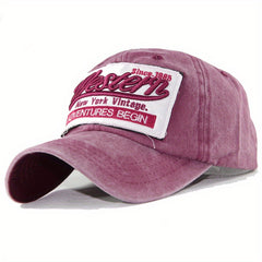 Western Embroidery Baseball Cap Distressed Dad Hats
