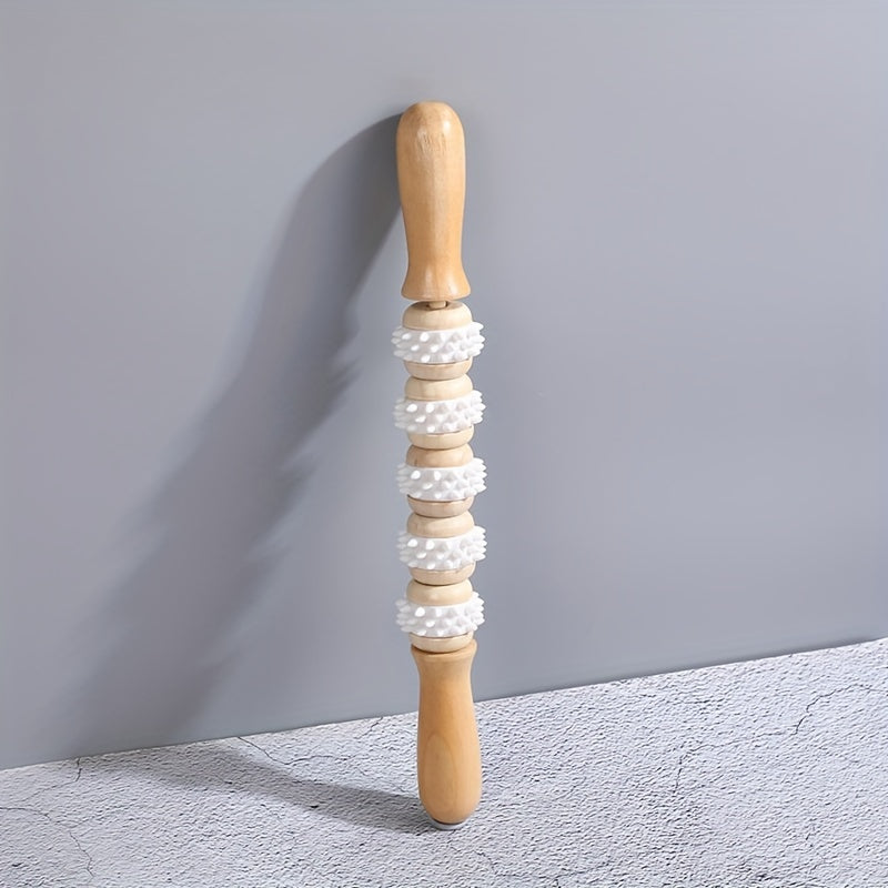 Handheld Wooden Roller Massager for Back Waist Neck