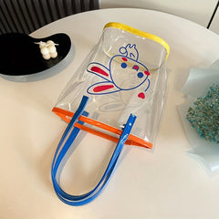 Transparent Cartoon Rabbit Travel Handbag for Girls