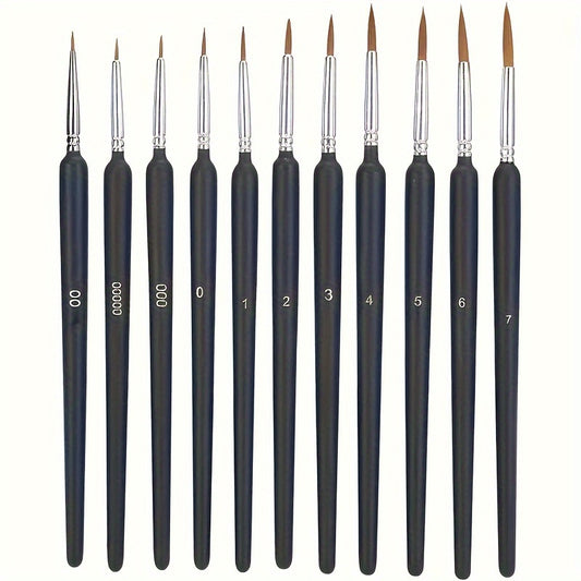 11pcs Weasel Hair Detail Brush Set for Acrylic Painting Watercolor Nail Art
