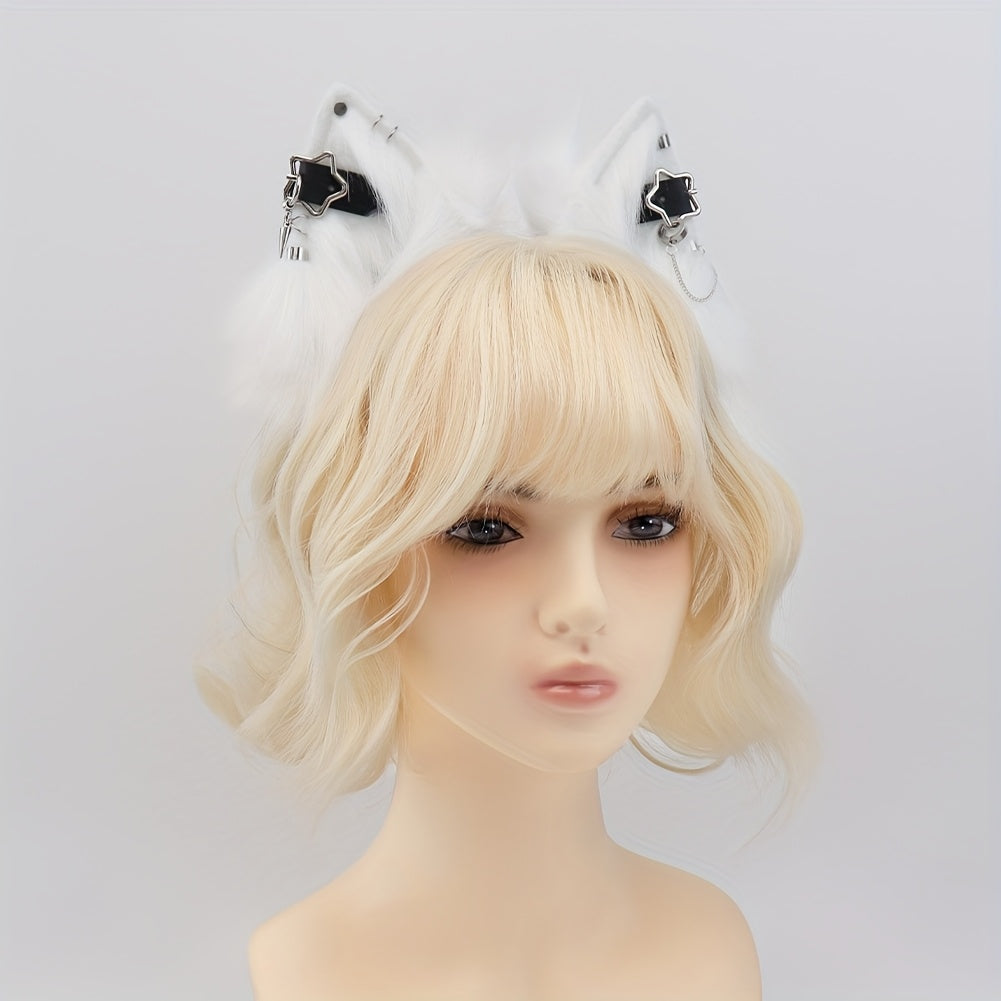 Plush Detachable Ears Headband Punk Style Cosplay Hair Accessories