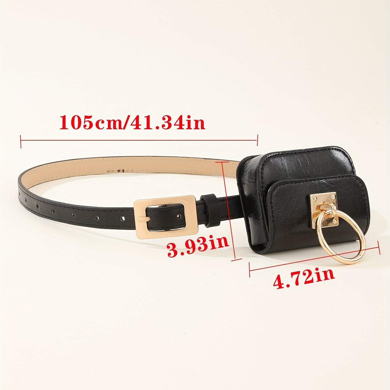 Y2K Vintage Belt Bag Gothic Fanny Pack Heart Metal Buckle PU Leather Waist Purse