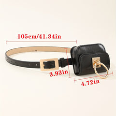 Y2K Vintage Belt Bag Gothic Fanny Pack Heart Metal Buckle PU Leather Waist Purse