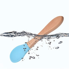 Silicone Spoon & Fork Set Mini Wooden Handle Utensils