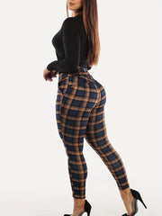 Women's Plus Plaid Print High Rise Skinny Leggings
