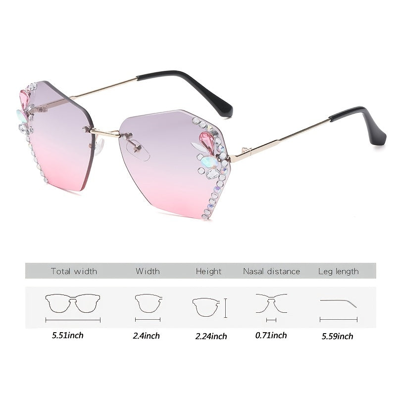 Oversized Rhinestone Sunglasses UV Protection Shades Eyeglasses