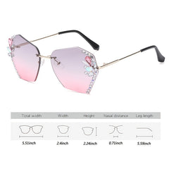 Oversized Rhinestone Sunglasses UV Protection Shades Eyeglasses