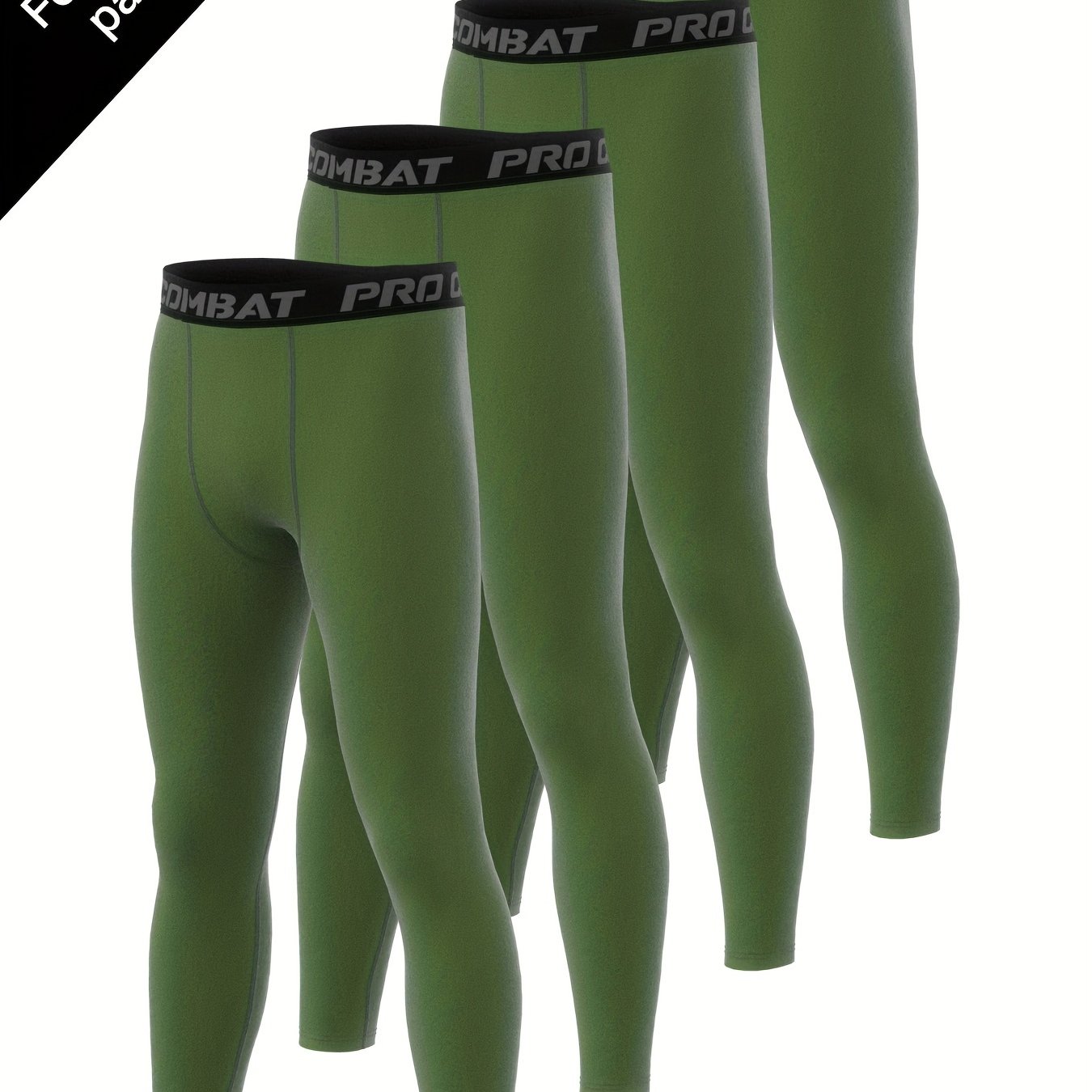 Men's Solid Pocket Leggings Active Sports Compression Pants