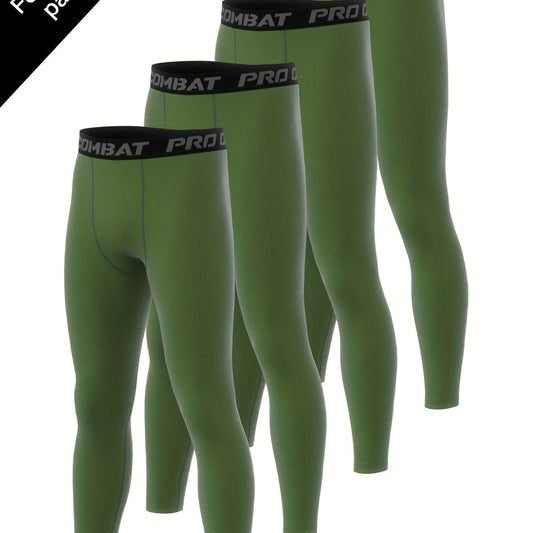 Men's Solid Pocket Leggings Active Sports Compression Pants