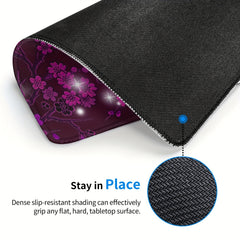Square Sewn Edge Mouse Pad Butterflies Flying Flowers Pattern