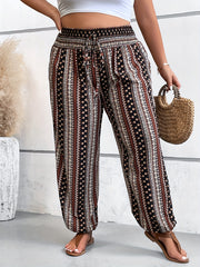  Boho Patchwork Print Drawstring Pants