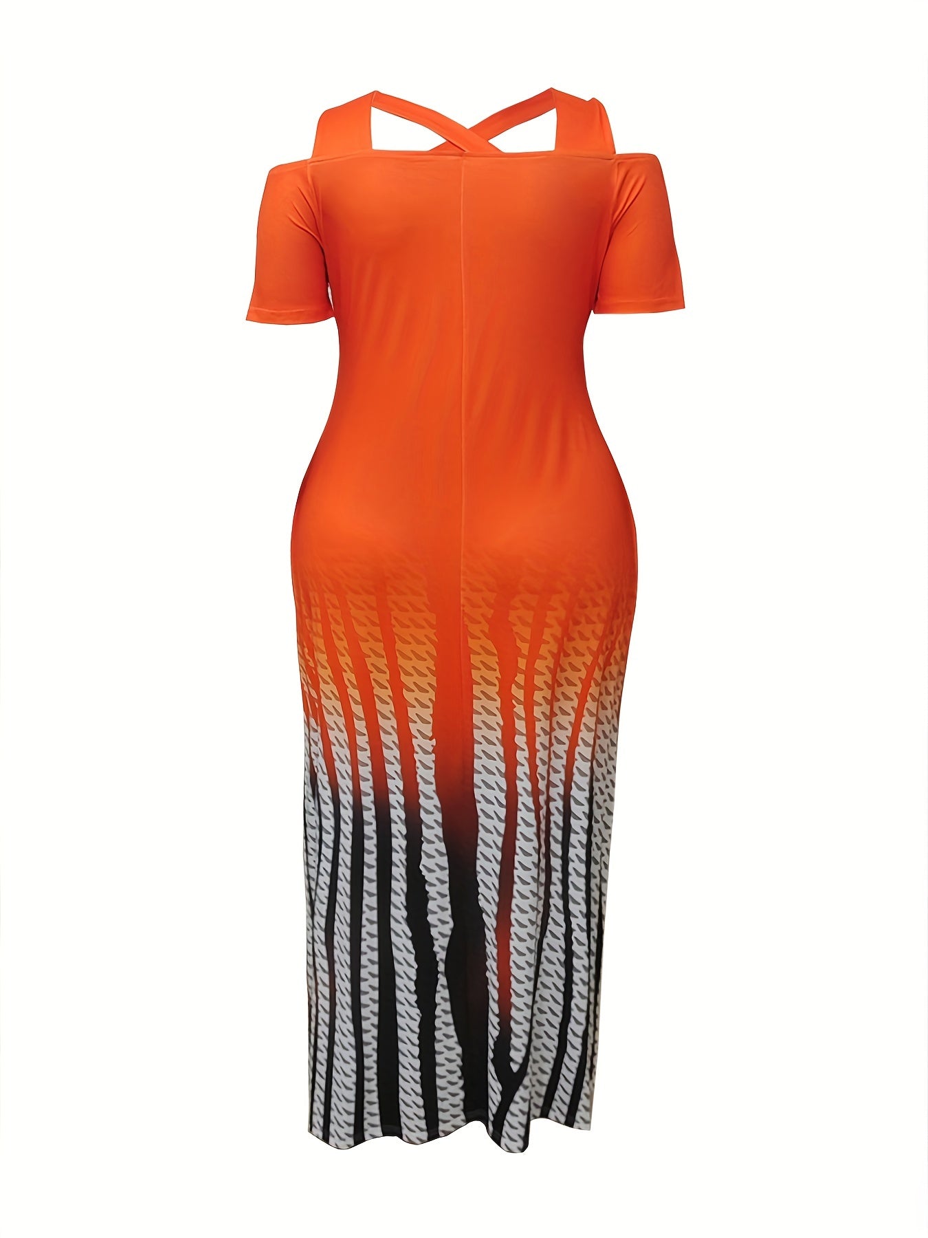  Colorblock Ombre Print Maxi Dress
