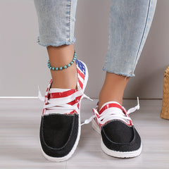 Women's Star & Striped Canvas Shoes Casual Lace Up Sneakers