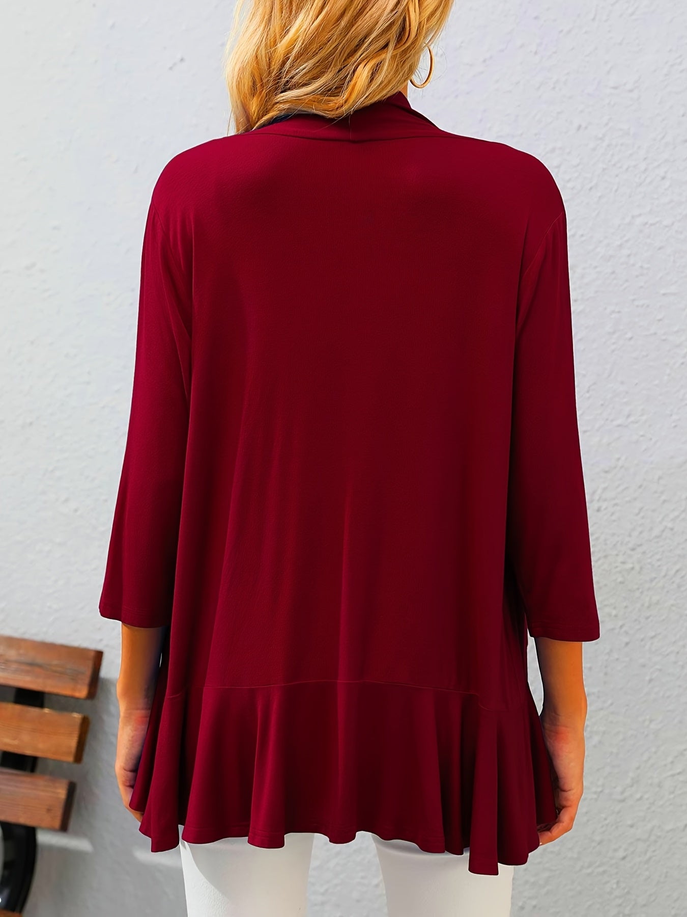  Women's Solid Open Front Cardigan
