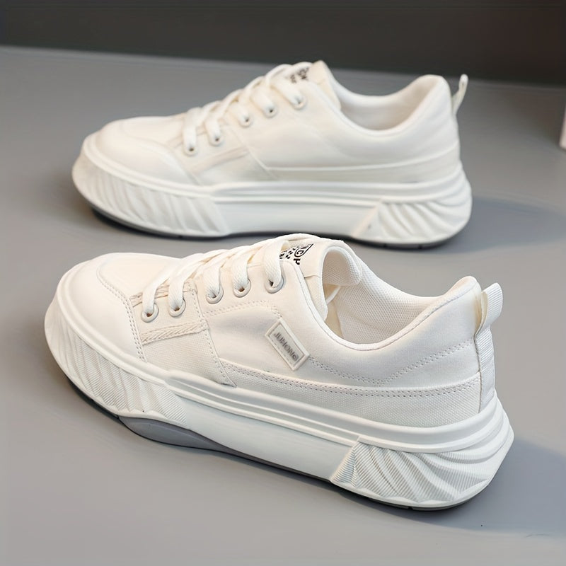 Colorblock Platform Sneakers Lace Up Low Top Canvas Shoes