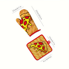 2pcs Printed Cotton Oven Mitts Heat Resistant Non Slip Insulation Gloves