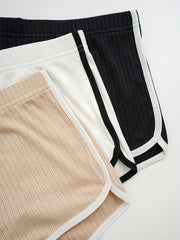 Colorblock Trim Lounge Bottoms Elastic Waistband Shorts Womens Loungewear