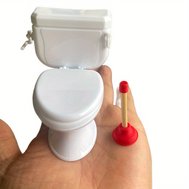 Dollhouse Toilet and Plunger Model Set Small Decor