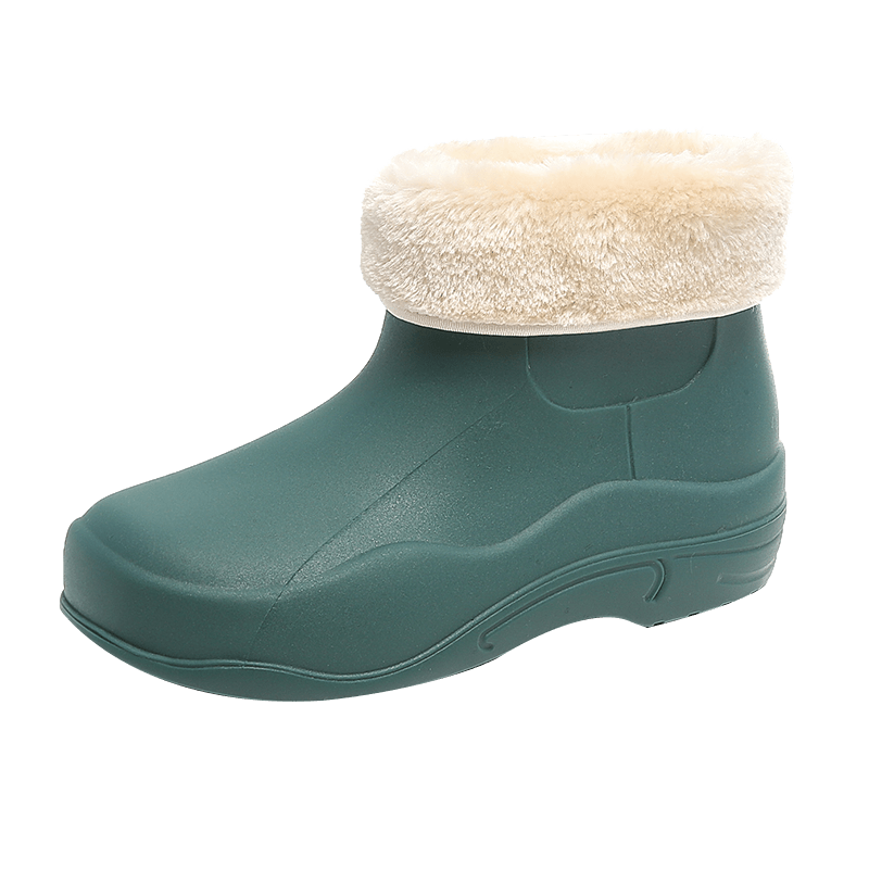 Women's Plush Lined Short Boots Waterproof Slip On Shoes