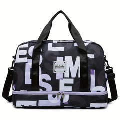 Compact Gym Bag With Oxford Fabric Letter Print