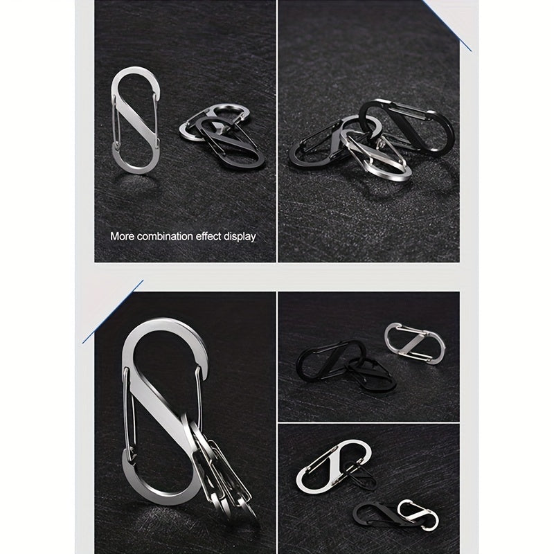 5pcs S Type Stainless Steel Carabiner Mini Keychain Hook