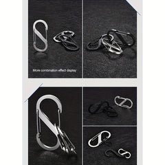 5pcs S Type Stainless Steel Carabiner Mini Keychain Hook