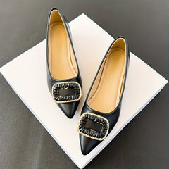 Women's Buckle Decor Point Toe Block Heel Shoes